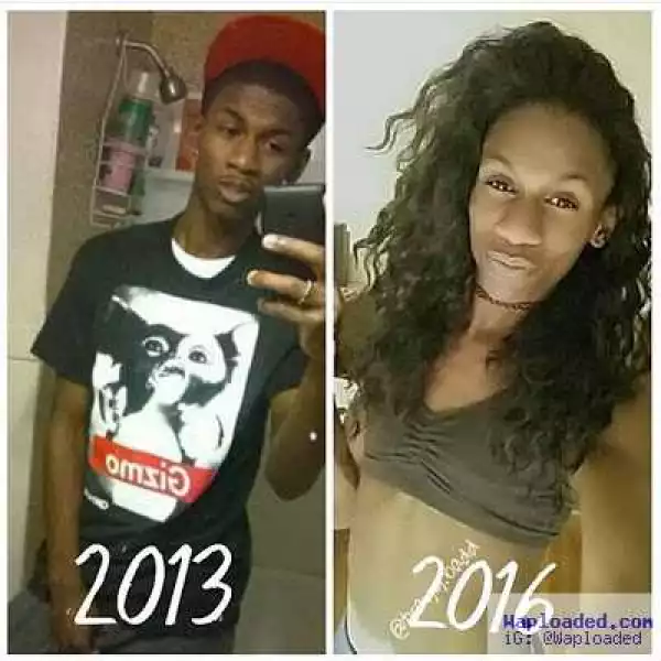 Crazy!! See Photo Transformation of How This Guy Changed Into A Woman Within 3 Years